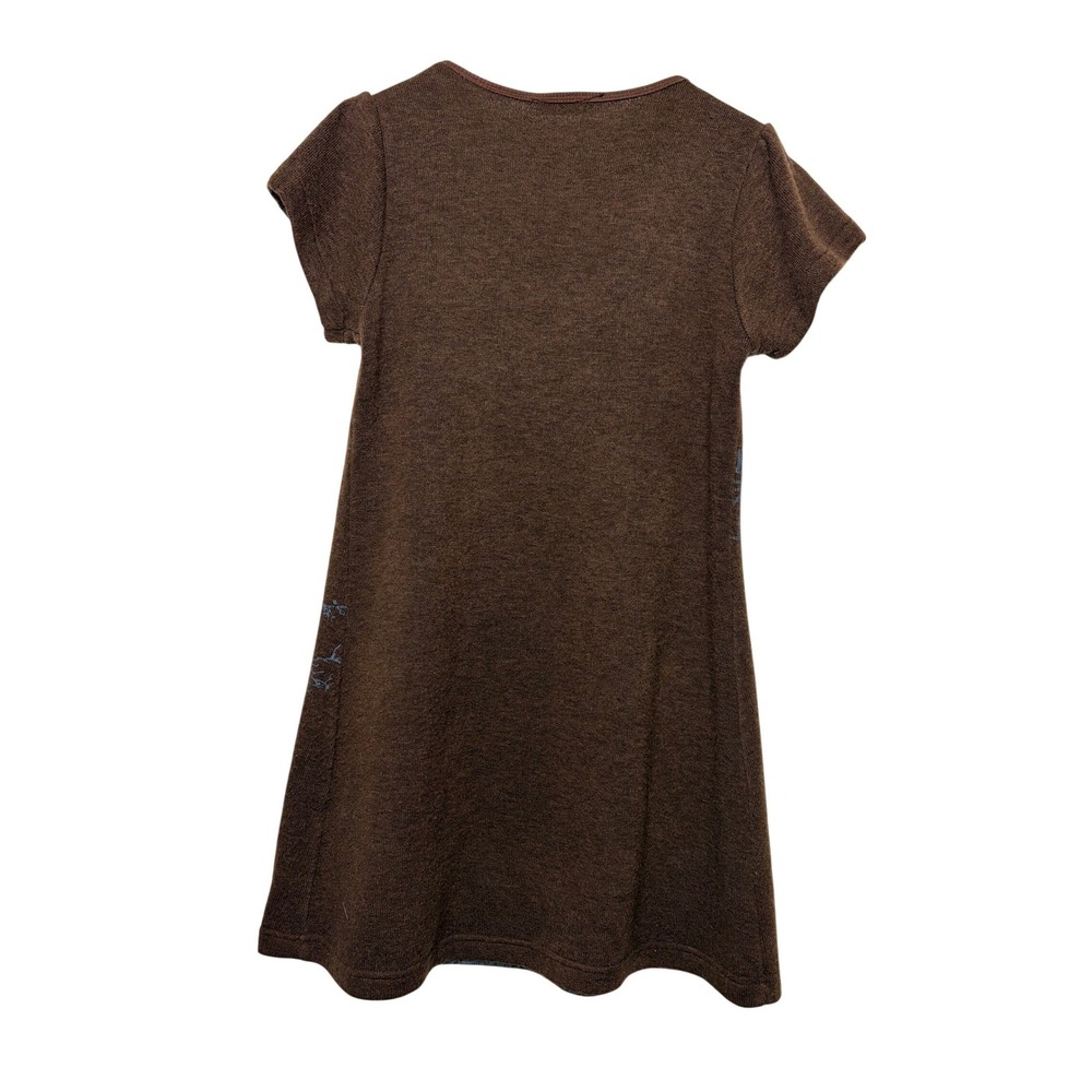 Christina Jacobs Brown Knit Tree Graphic Tunic Dress Short Sleeve Shimmer Small - Picture 2 of 7